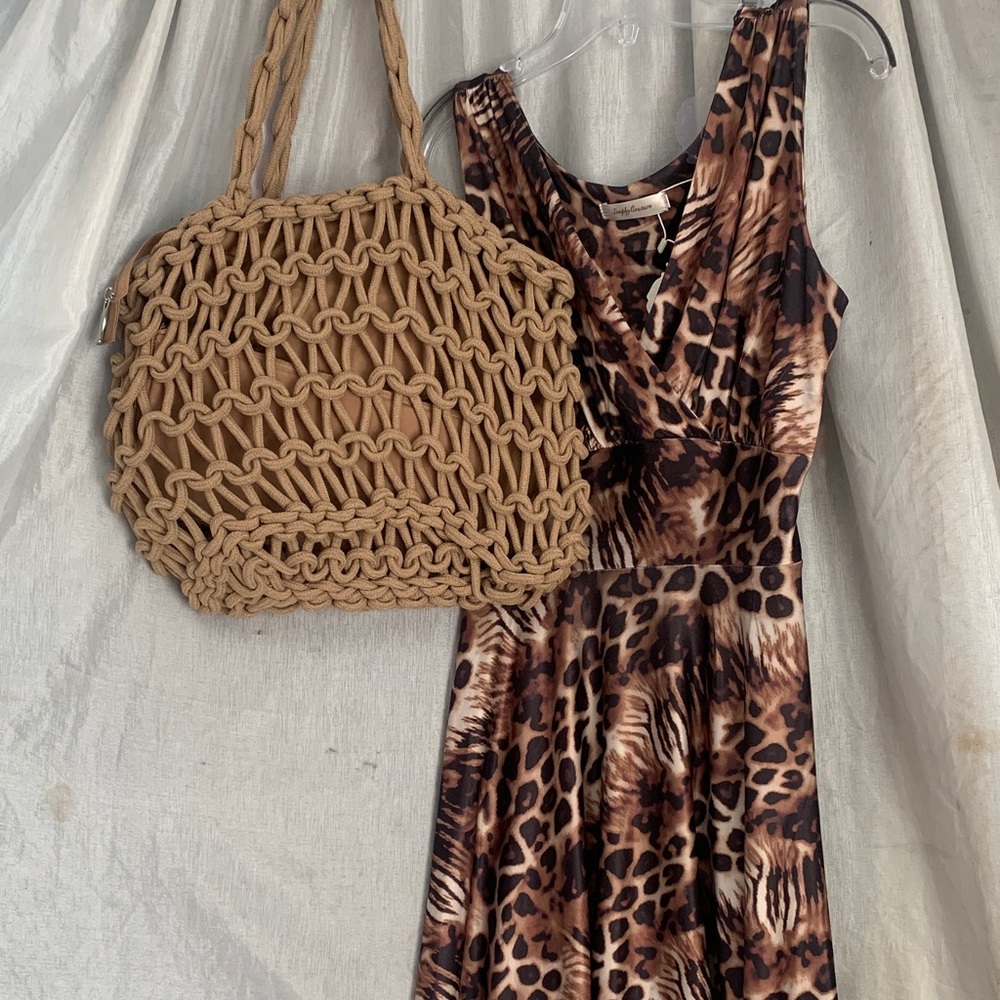 Simply Couture Brown Leopard-Print Midi Dress